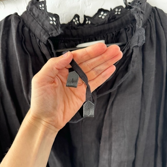 Brochu Walker Black St. Tropez Waist Chest Tie Eyelet Collar Oversized Dress M - Picture 8 of 14